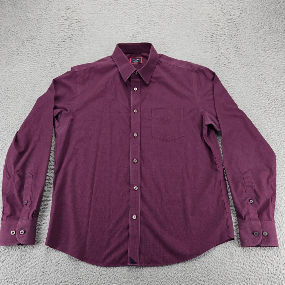 Untuckit Shirt Mens Large Purple Gingham Long Sleeve Button Up Slim Fit